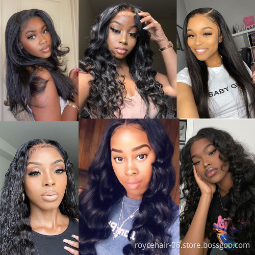 100% Brazilian Virgin Curly Human Hair Wigs Vendor,  Body Wave Pre plucked Transparent 360 Swiss Lace Front Wig For Black Women